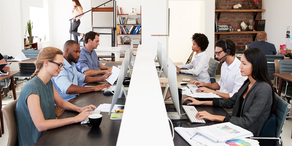 Employees working in an open office