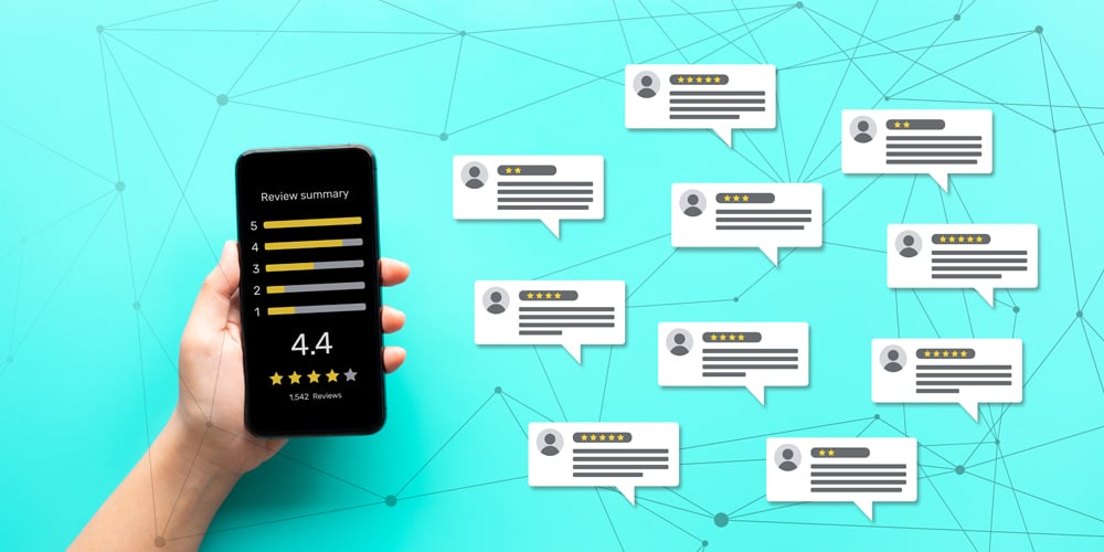 Phone with overall reviews alongside individual reviews