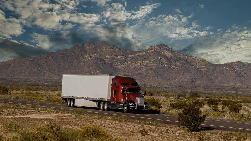 Dry Van Trailer On Interstate