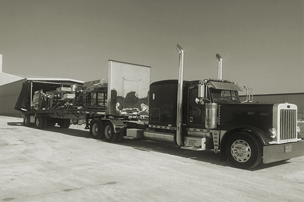 Conestoga trailer hauling freight