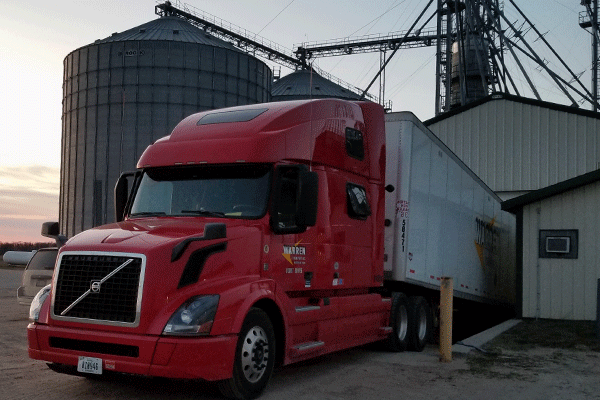 Dry van trailer at loading place