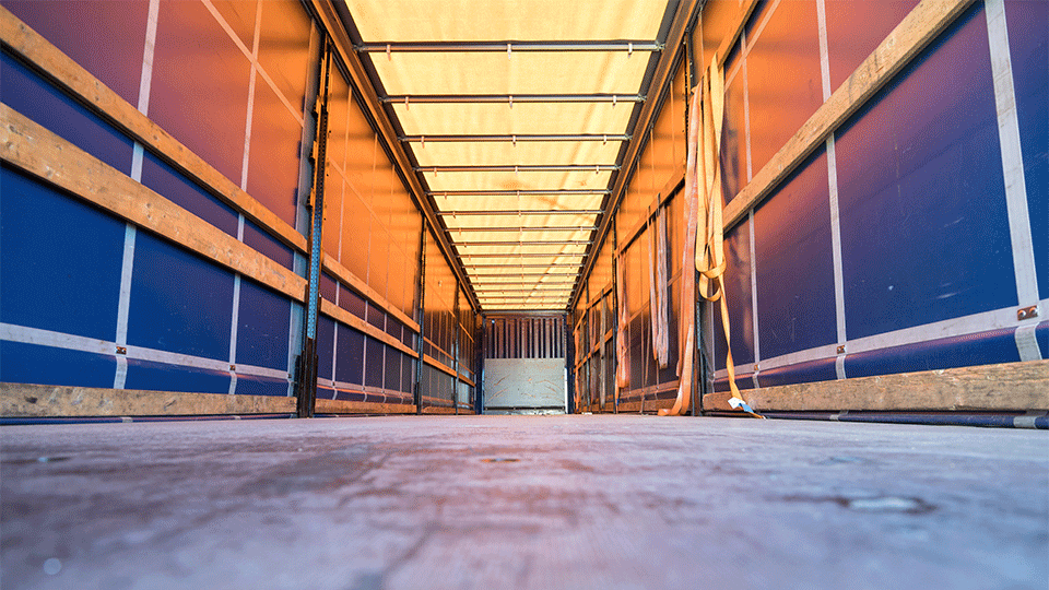 Inside of Curtain Side Trailer