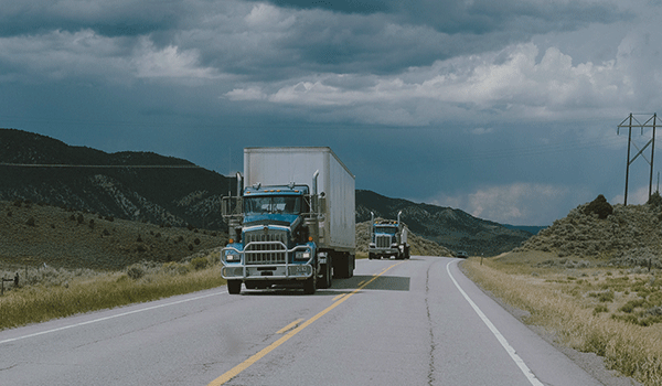 Dry van freight on the highway