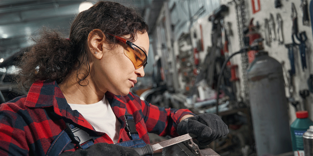 Diesel mechanic in the shop. 