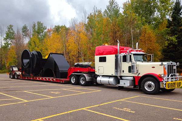 Semi truck parked in the trailer yard